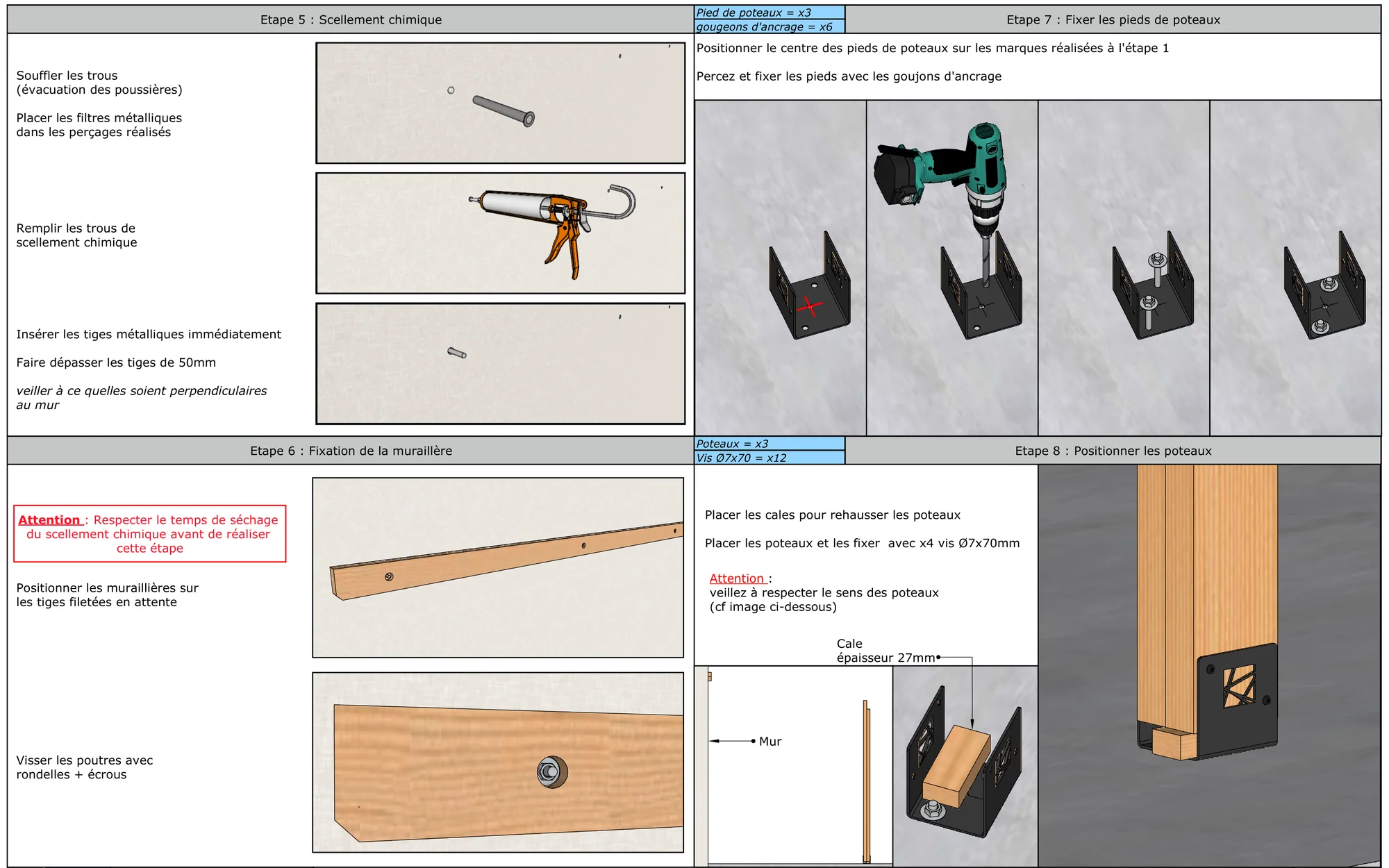 Assembly plan, chosen automatically for the configuration · Example: “Essentielle” pergola, demo project